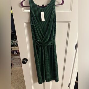 Anne Taylor- Green and Navy Striped midi dress Size 2 NWT